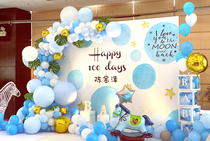 Blue polka dot baby elephant Children year old baby full moon birthday background cloth Party poster wall custom dessert table