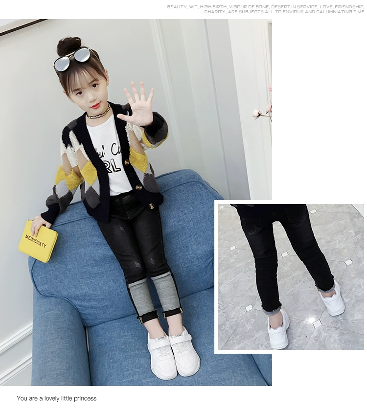 Quần jeans nữ cộng với nhung dày mùa đông 2018 phong cách mới không khí uốn cong quần trẻ em váy đầm trẻ em 13 tuổi