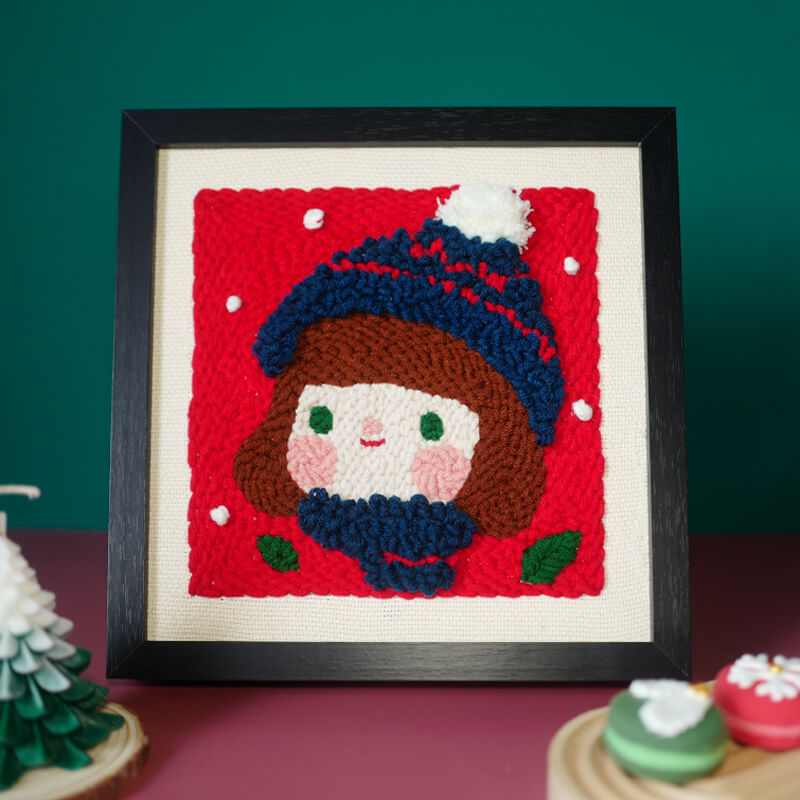 Poke Poke Embroidered Warm Winter Girl Material Packs Diy Hair Line Paintings Handmade Embroidered Russian Embroidered Wool Felt Poke