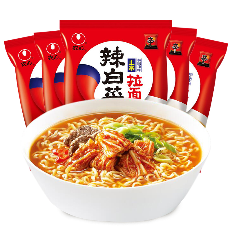 Nongxin spicy cabbage ramen Korean bag instant noodles instant food 120g * 5 five-pack