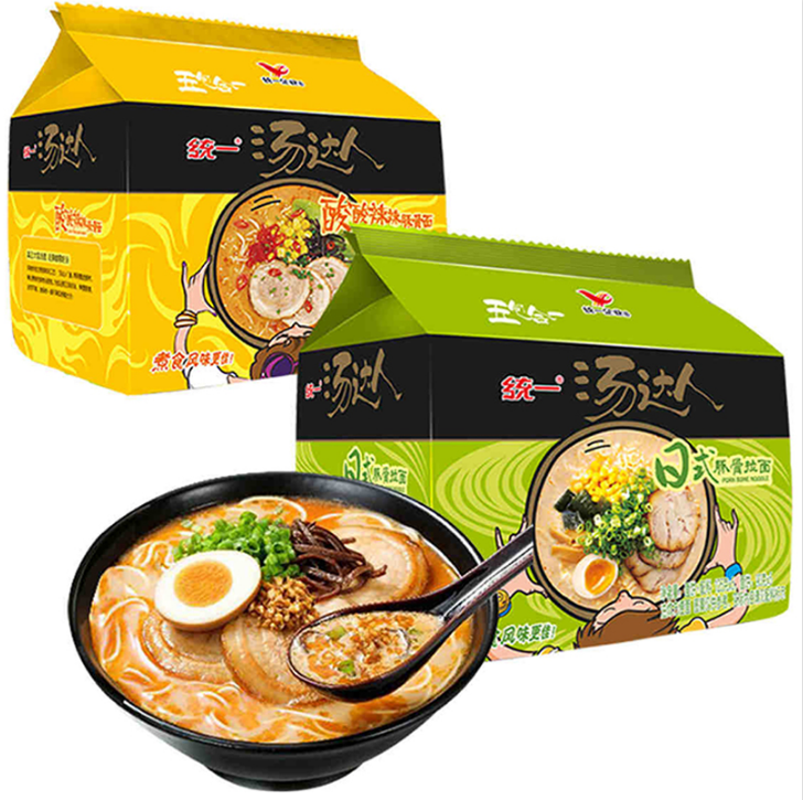 Unified soup master instant noodles bag Japanese dolphin bone sour and spicy instant noodles whole box ramen breakfast supper instant noodles