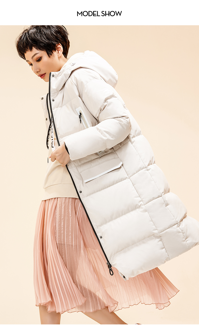 [关 same cùng đoạn] Anta down jacket nữ dài phần mùa thu 2019 áo khoác mới trùm đầu ấm áp cho nữ - Thể thao xuống áo khoác —