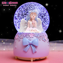 Angel crystal ball snowflake rotatable girl Music Box children Girl 10th birthday gift music box orbels