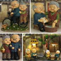 Old man old woman home decoration wine cabinet Living room bedroom small ornaments grandparents grow old together gifts