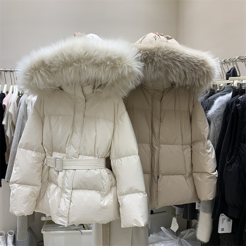 FN Love and Nancy 2022 winter fox fur collar white duck down jacket women's short warm jacket 86173