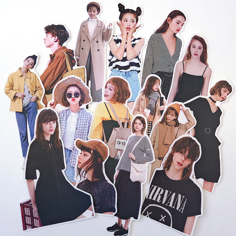 Loluo's junk journal ملصقات دفتر الأستاذ الرجعية الأوروبية والأمريكية مجلة عارضة الأزياء مواد دفتر الأستاذ للفتيات