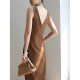 Mo Ning's 2023 summer new product simple and atmospheric coffee color cover belly slim sleeveless dress foreign style age reduction