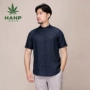 Hanp Han Ma Shijia Áo Sơ Mi Giản Dị Nam Ngắn Tay Áo Linen Nam Áo Sơ Mi Màu Rắn Inch Áo Sơ Mi Màu Xanh Hải Quân Casual Top áo sơ mi ngắn tay