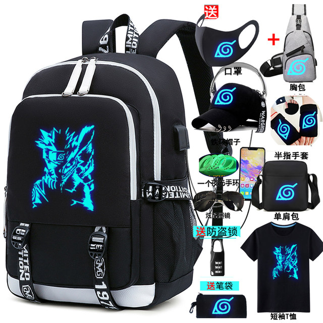 Naruto schoolbag ຜູ້ຊາຍ Kakashi Naruto Uchiha Itachi ໂຮງຮຽນປະຖົມ junior high school students new anime backpack