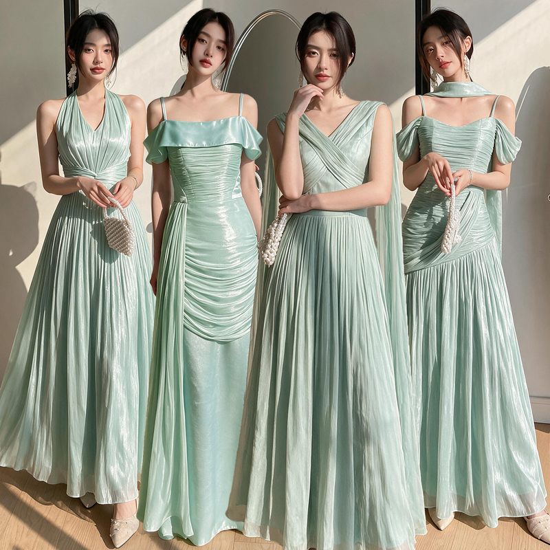 Green Niche Bridesmaid Dress 2026 New Autumn High-End Beautiful Wedding Sister Group Dress Wedding Bridesmaid Dress Green Niche Bridesmaid Dress 2026 New Autumn High-End Beautiful Wedding Sister Group Dress Wedding Bridesmaid Dress