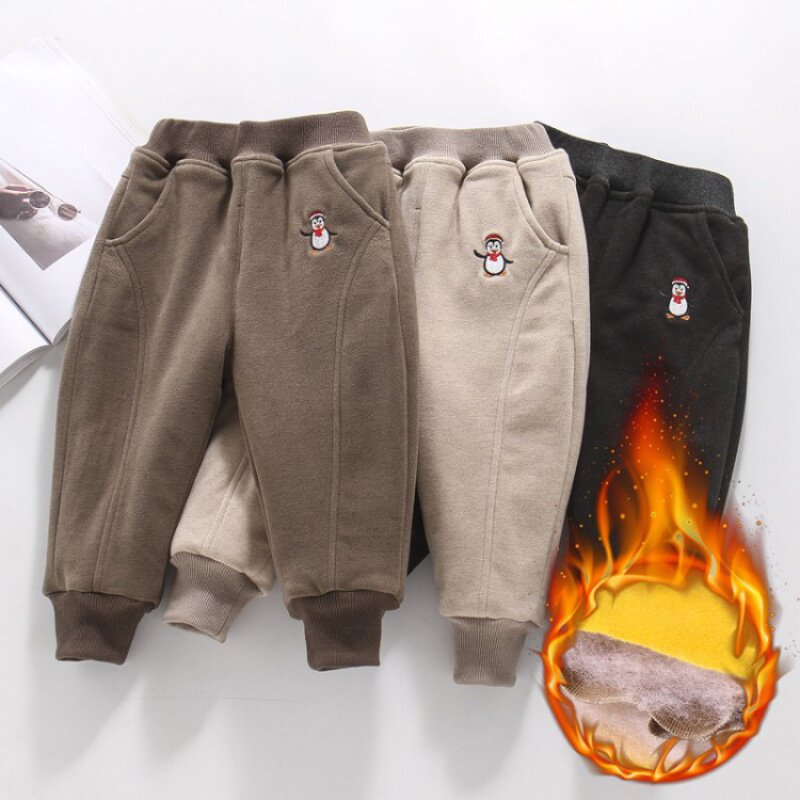 2020 new boy plus suede pants winter three-layer plus suede thickened children's cotton pants outside wearing baby 0-6-tide