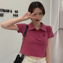 Lisa the same female group wind jump jazz jazz dance blouses polo collar short sleeve T-shirt short open-air Compassionate Lady Tide