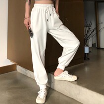 Hip-hop jazz street dance pants pure white loose toe pants high waist drawstring Harlan sweatpants women