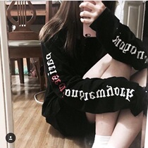 Spice Girls Jazz Street Dance Long Letter Top hiphop Hip Hop Korean Loose Long Sleeve T-Shirt Men and Women Tide