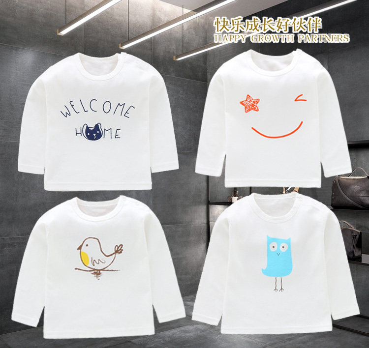 Baby cut-fit children T-shirts Long sleeves Girls hit undershirt Spring autumn season blouses boys T-shirts Baby autumn clothes pure cotton lingerie