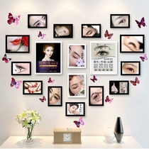 Beauty salon decorations free hole hanging thrush eyes and lips micro plastic background wall Nail semi-permanent pattern embroidery photo wall