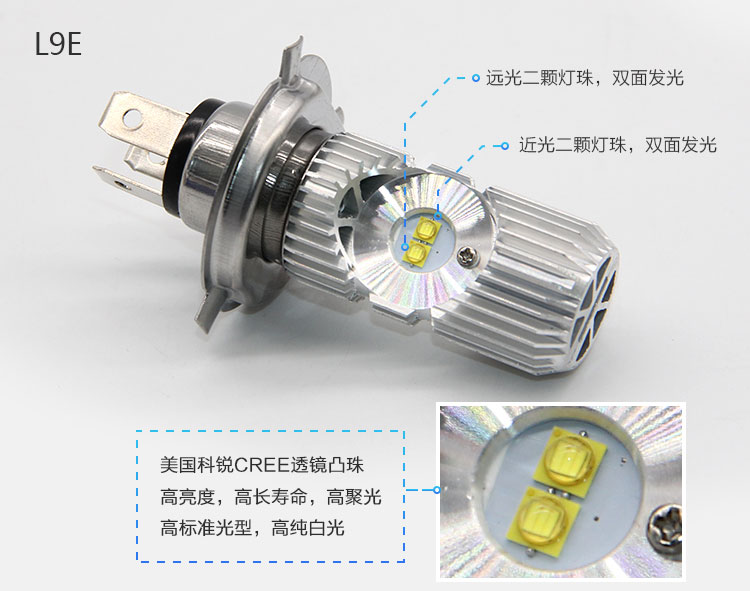 Đá cột sắc nét mắt đèn điện xe máy LED đèn pha sửa đổi siêu sáng 12 V trắng bóng đèn H4 xa và gần một