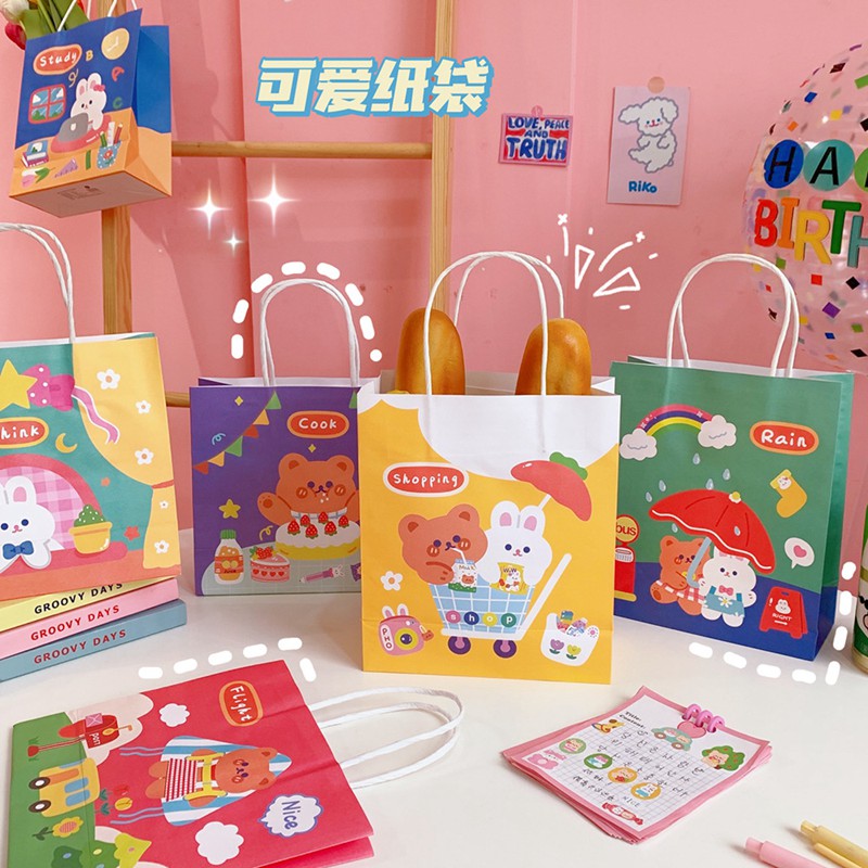 Cute Cartoon Bull Leather Handbag Han Wind Paper Bags Ins Bags Children Baby Shopping Bags Containing Gift Bags-Taobao