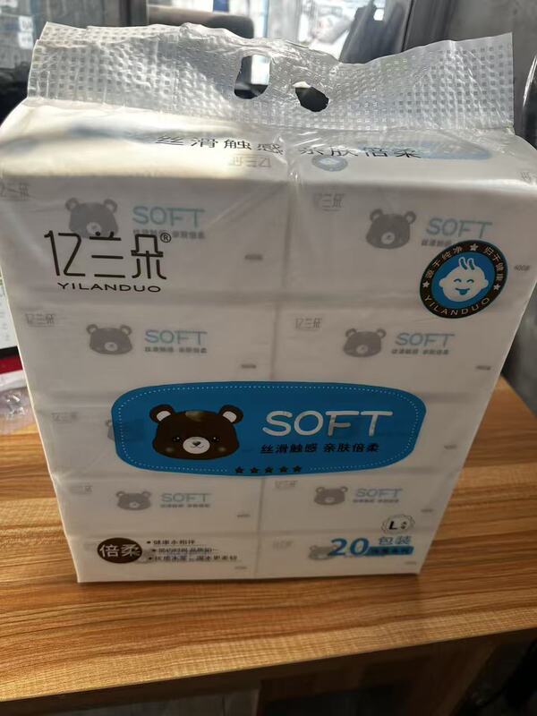 Yilan Duo 400 Sheets 20 Packs Sam's Pack Family Pack Tissue Paper for Both Dry and Wet Use