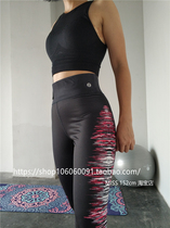 Foreign trade British single high waist high elastic hip compression side flame floral sports fitness yoga tight pants