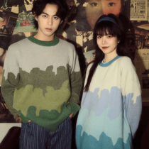 Wine balls ALOHA wavy striped couple sweater knitwear