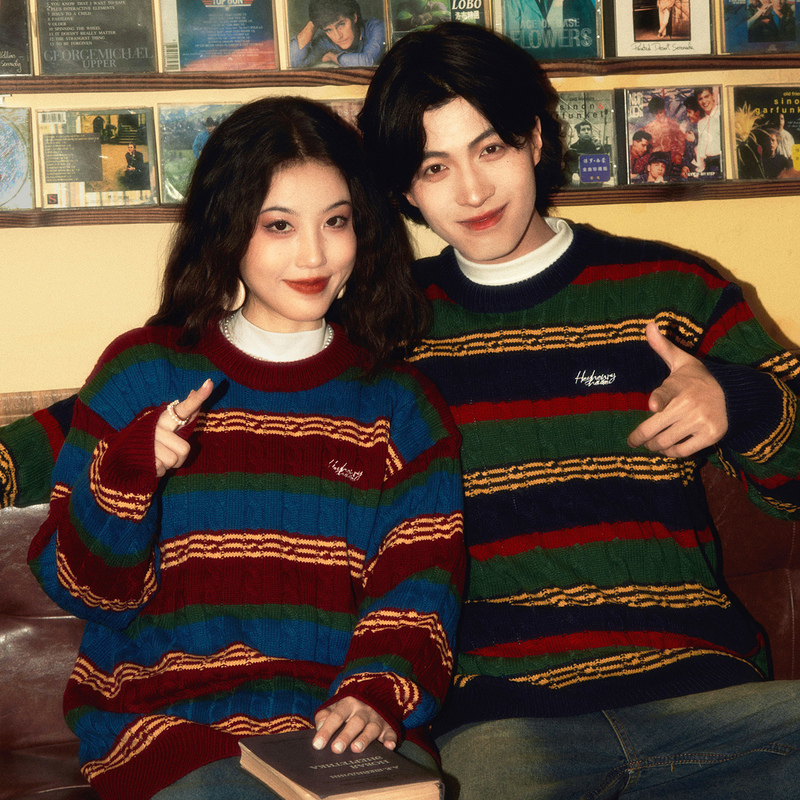 Wine Balls Aloha Vintage Harry Potter Knitwear Lazy Striped Fair Isle Sweater Autumn and Winter Couple Outfit Wine Balls Aloha Vintage Harry Potter Knitwear Lazy Striped Fair Isle Sweater Autumn and Winter Couple Outfit