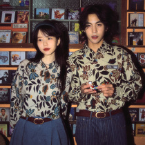 Jiuniangzi ALOHA Hawaiian couple long-sleeved floral shirt