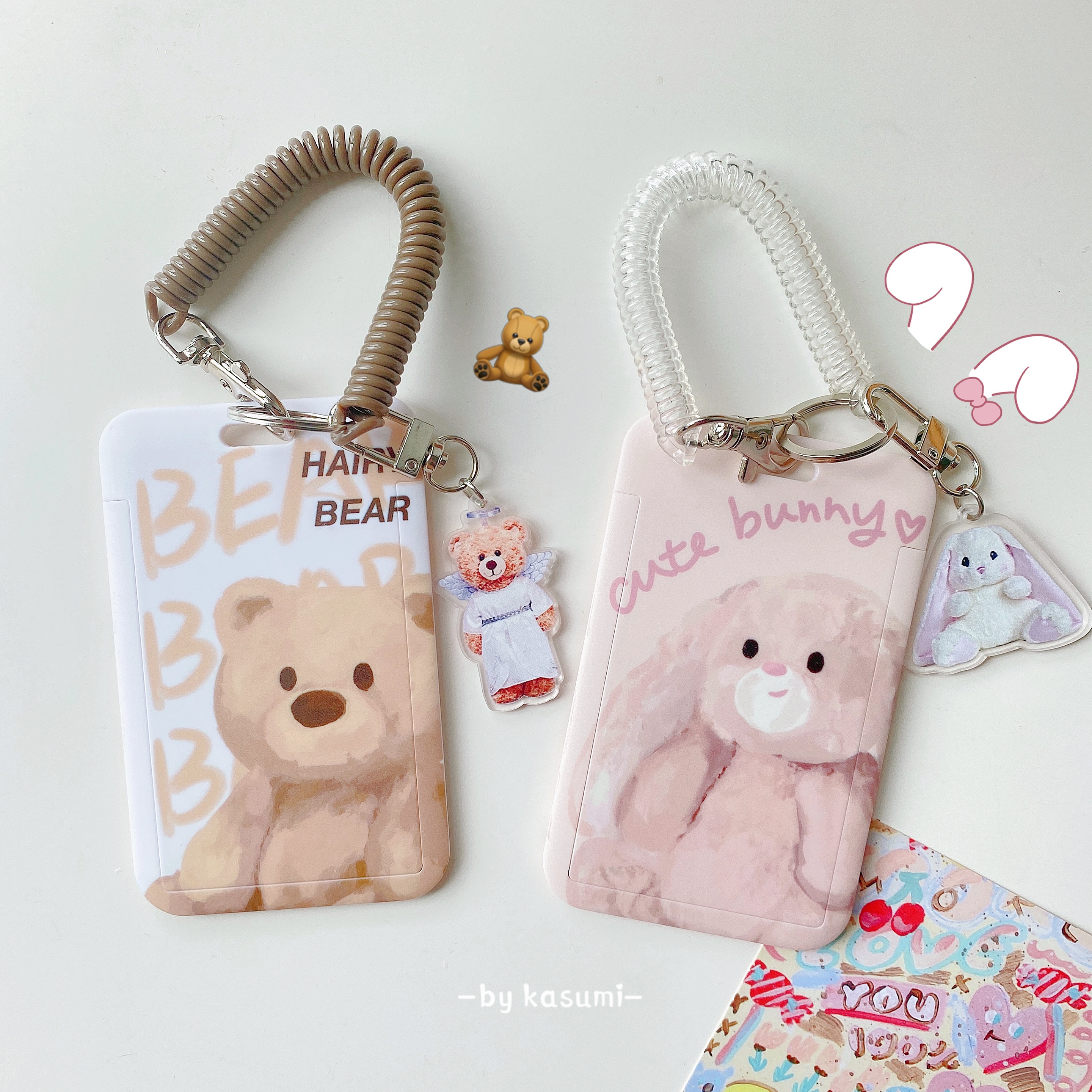 Ultra Cute Oil Painting Small Rabbit Cubs Original Student Couple Bus Entrance Gate Campus Document Work License Plate Meal Cutting Sleeve 