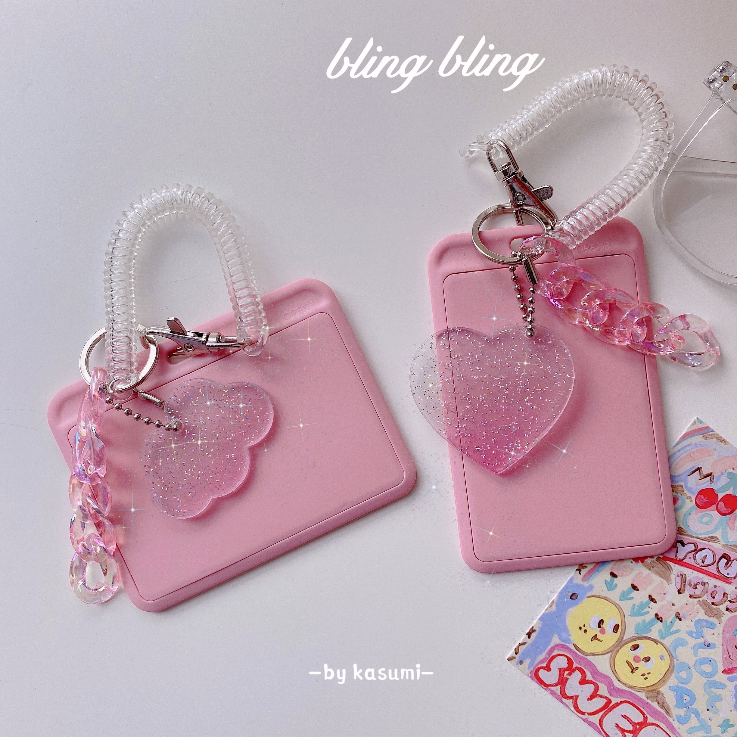 Original sparkling love cloud Dove gradient Card Key Button Bus Meal Card Student Document Sleeve Pendant INS 