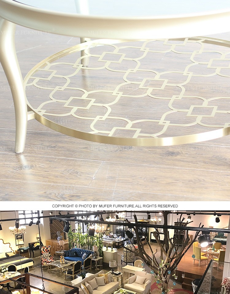 Đô đốc cao cấp nội thất tùy chỉnh nhỏ Mỹ đơn giản hiện đại bàn cà phê ánh sáng sang trọng bằng thép không gỉ gỗ rắn bàn cà phê MF713 - Bàn trà bàn sofa mặt kính
