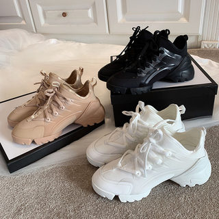 Trendy Celebrity Style Dad Shoes for Women, 2025 Spring New Model, Height-Increasing 6cm Thick-Soled High-Heeled Casual Sneakers