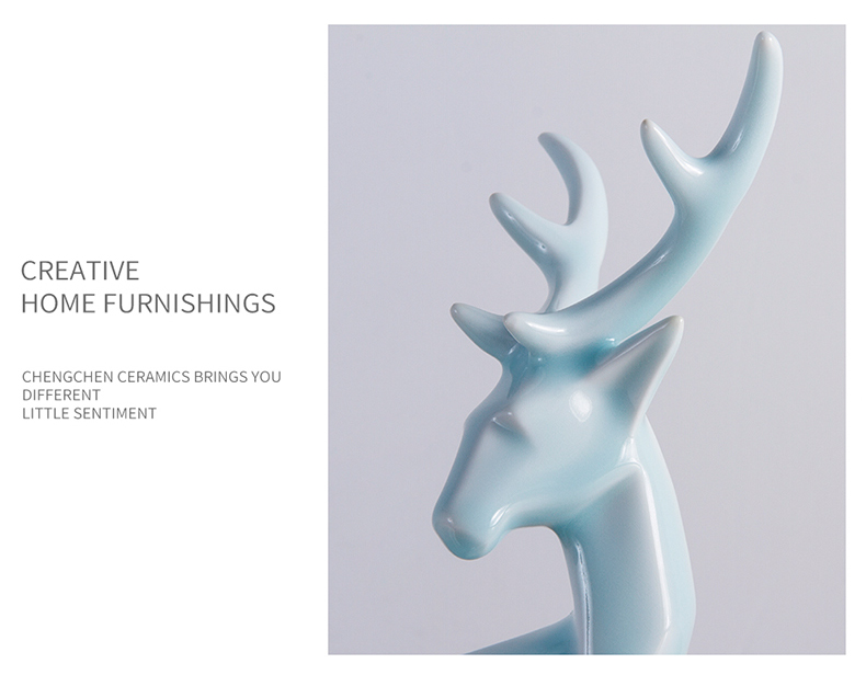 Jingdezhen ceramic deer furnishing articles wine TV ark, blue adornment of the sitting room porch decoration creative household act the role ofing is tasted