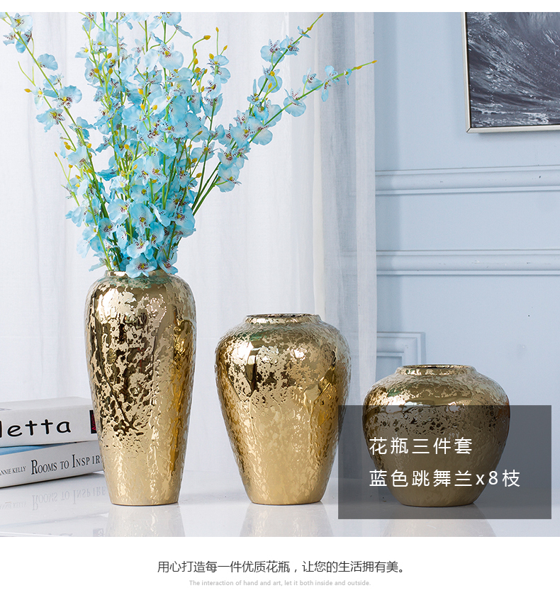 Jingdezhen ceramic European golden vase furnishing articles sitting room flower arranging creative porcelain decoration Nordic marriage office