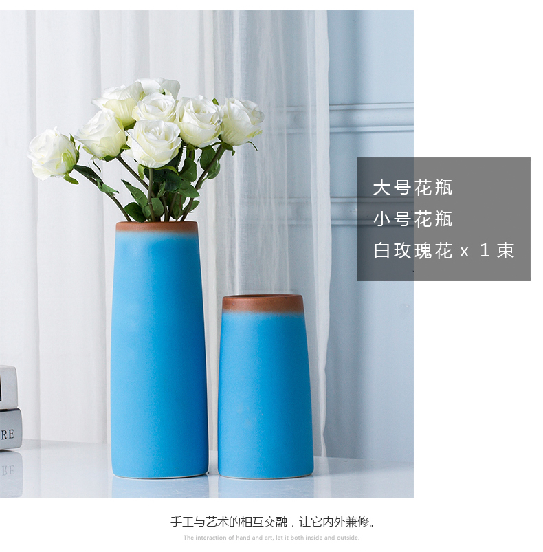 Jingdezhen boreal Europe style furnishing articles contracted wind blue vase sitting room tea table desktop flower vase vase