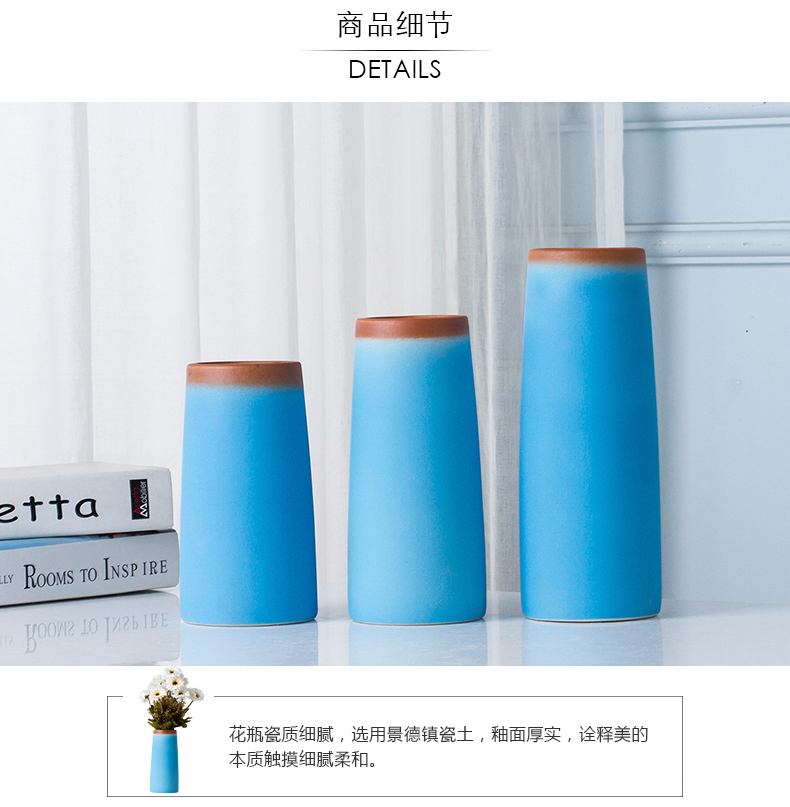 Jingdezhen boreal Europe style furnishing articles contracted wind blue vase sitting room tea table desktop flower vase vase