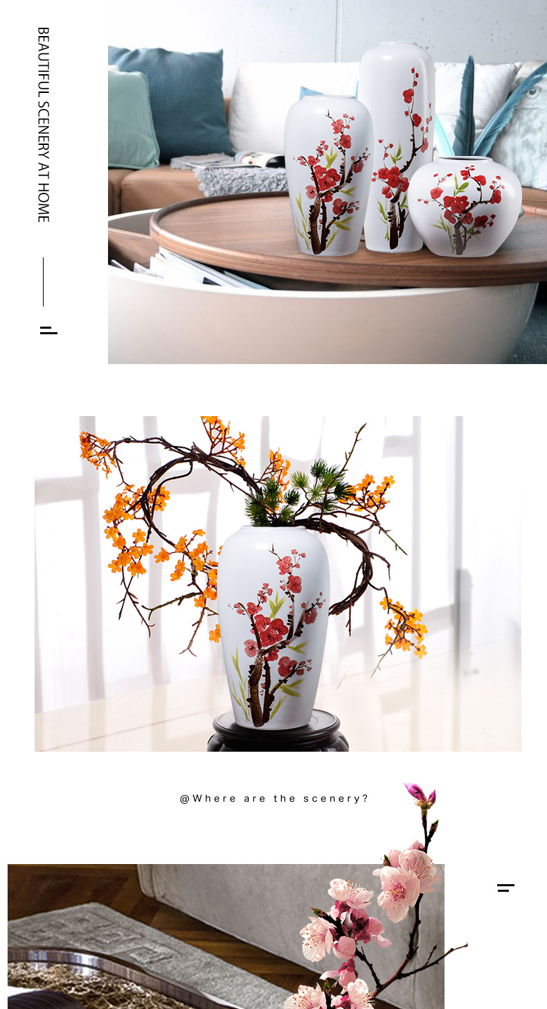 Jingdezhen ceramic vase furnishing articles sitting room bedroom office office table, tea table porch the white dried flower bottle