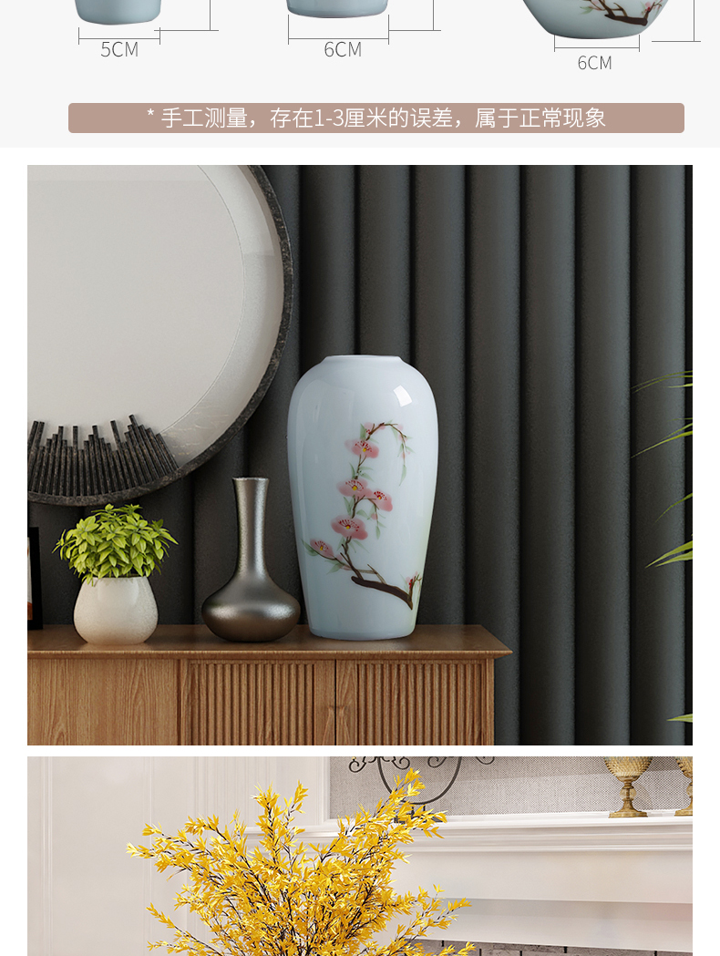 Jingdezhen manual painting ceramic vases, modern creative tea table desktop furnishing articles decorations suit flower vase