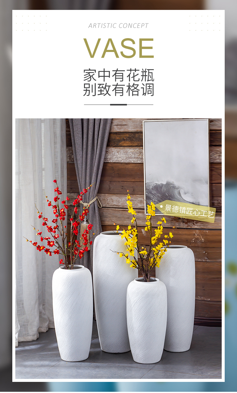 Jingdezhen ceramic vase furnishing articles thread landing large white flower arranging the sitting room is contracted modern new Chinese style living room