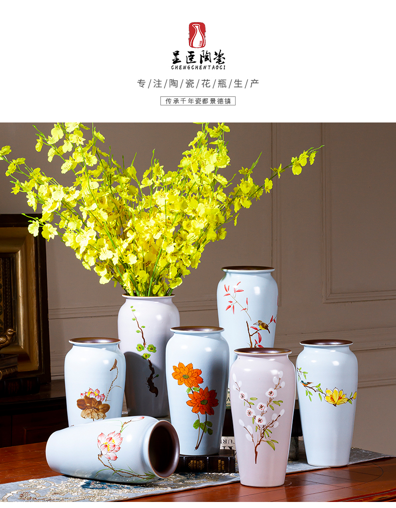 New Chinese style is I hand - made of rural contracted jingdezhen ceramic vase light key-2 luxury furnishing articles custom floral outraged sitting room adornment