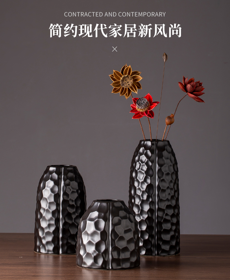 Jingdezhen ceramic vase, black I and contracted sitting room TV cabinet office desk creative furnishing articles do the vase