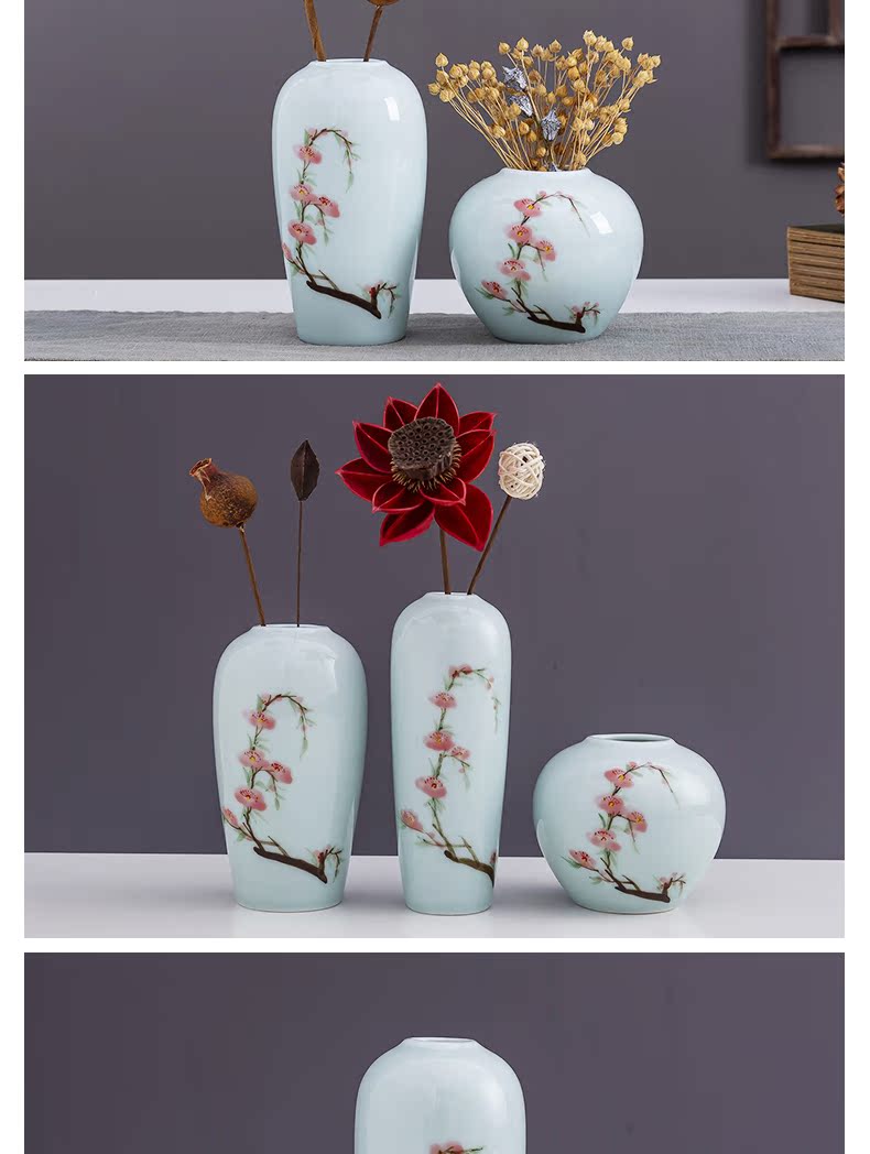 Jingdezhen manual painting ceramic vases, modern creative tea table desktop furnishing articles decorations suit flower vase