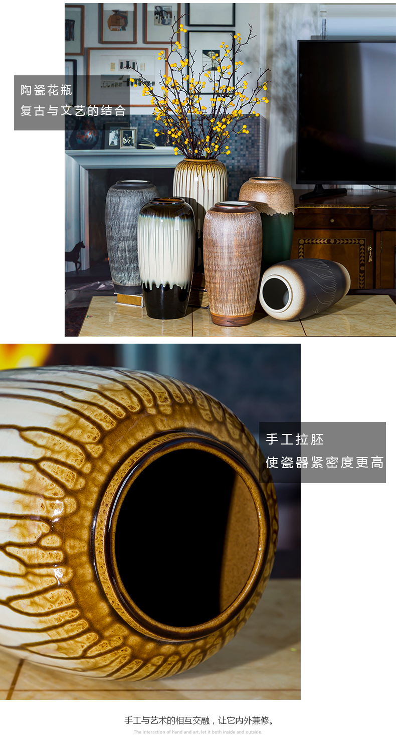 Jingdezhen contracted large vase water raise lucky bamboo vase furnishing articles lily hotel retro dried flower decorations