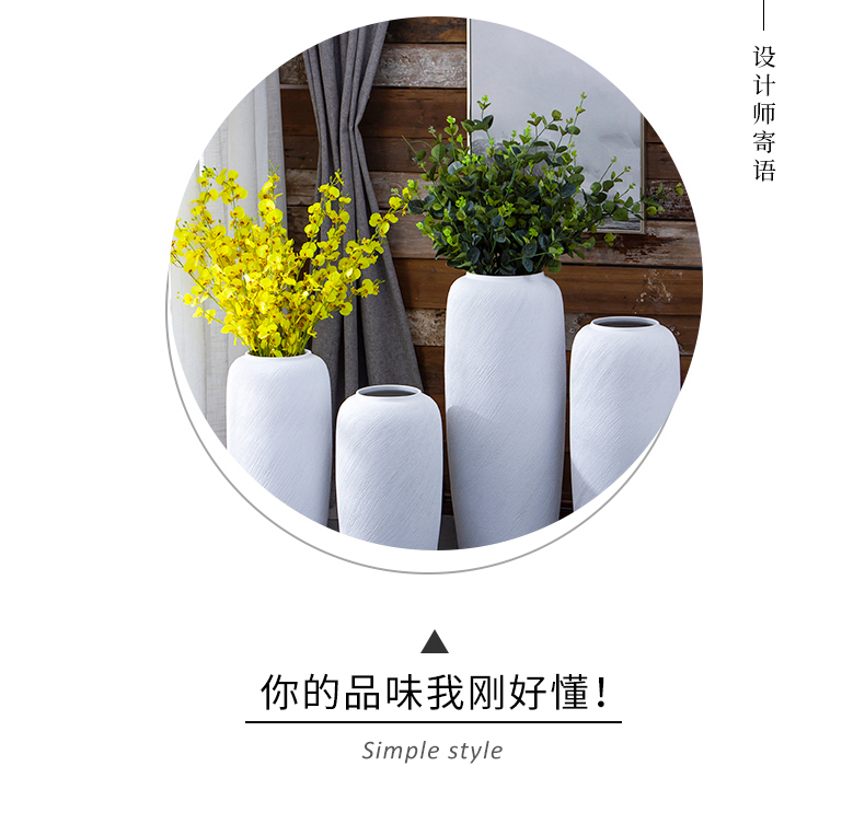 Jingdezhen ceramic vase furnishing articles thread landing large white flower arranging the sitting room is contracted modern new Chinese style living room