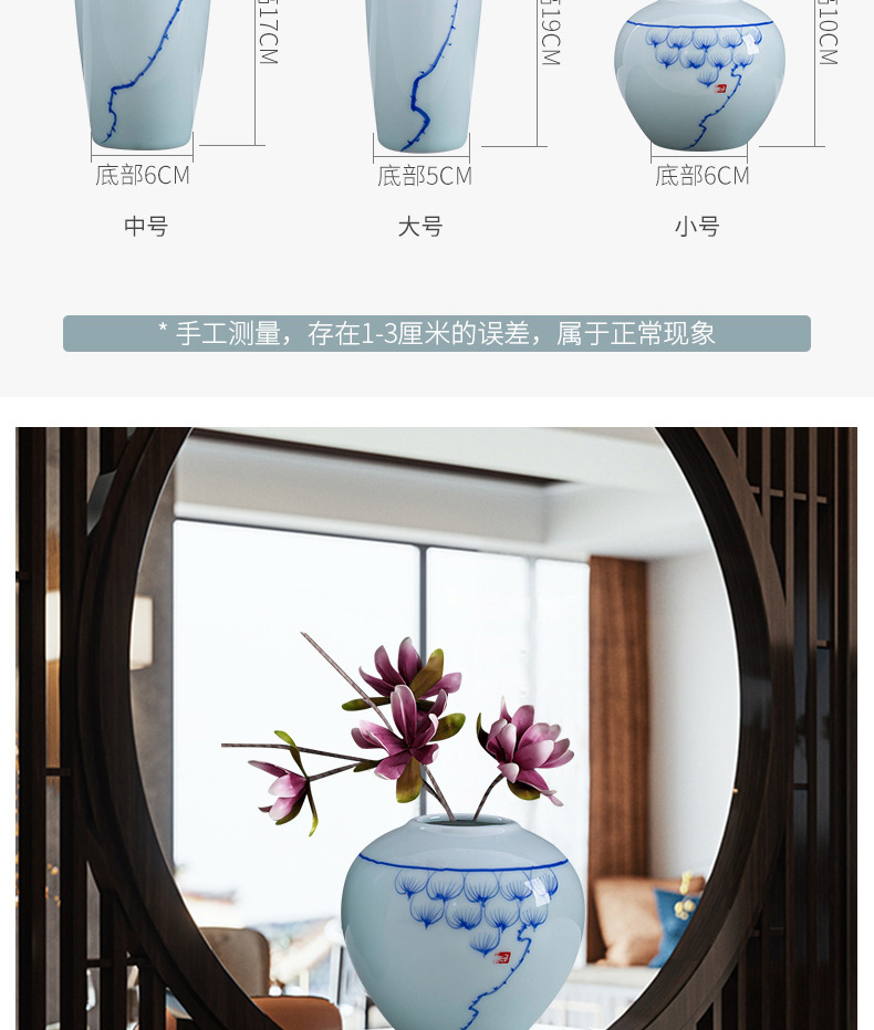 Jingdezhen blue lotus antique ceramic vase contracted tea table desktop furnishing articles ornament porcelain flower vase