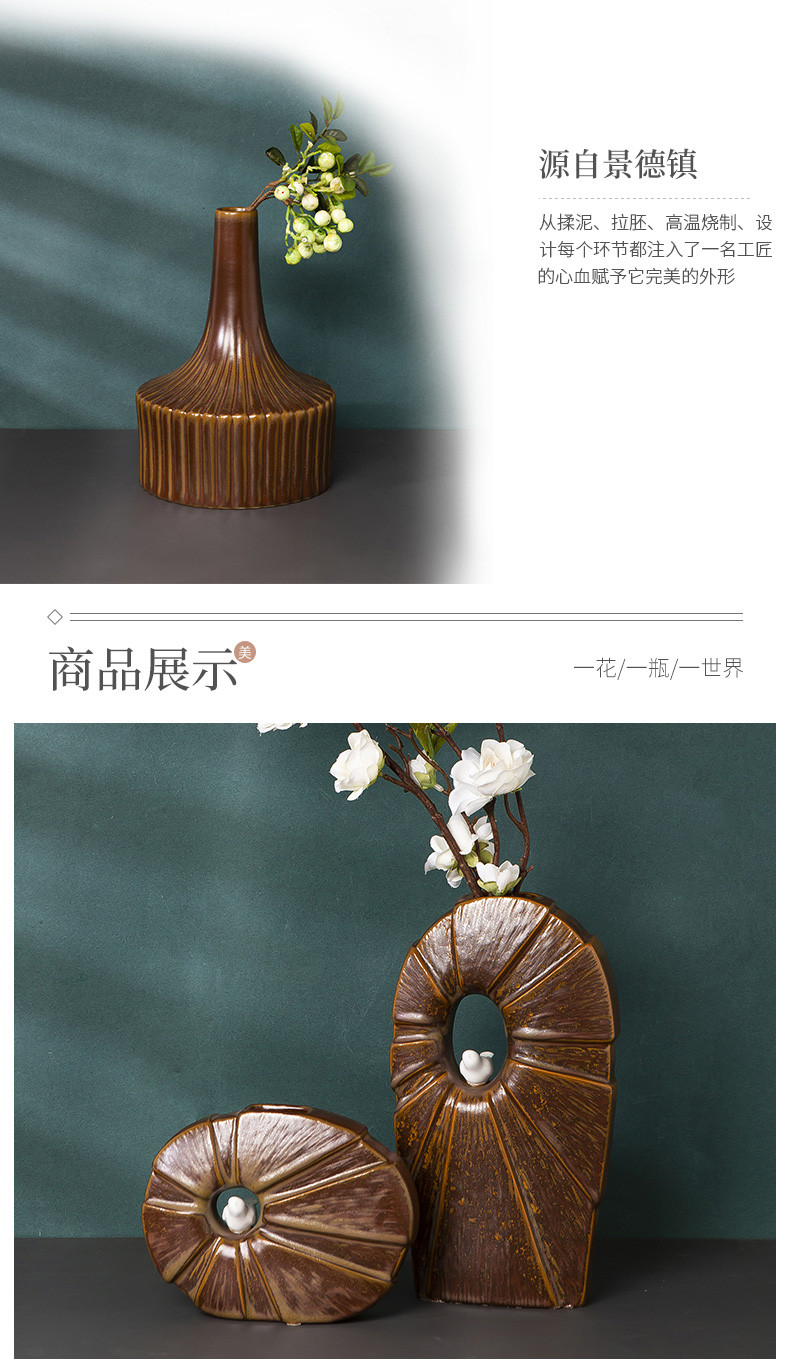 Jingdezhen ceramic art porcelain vase restoring ancient ways is the sitting room office desk desk flower implement of new Chinese style furnishing articles