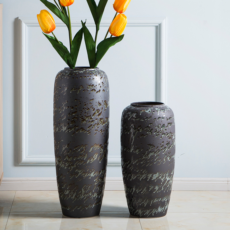 Jingdezhen ceramic vases, flower arrangement sitting room big vase furnishing articles large - sized high ground black home decoration vase