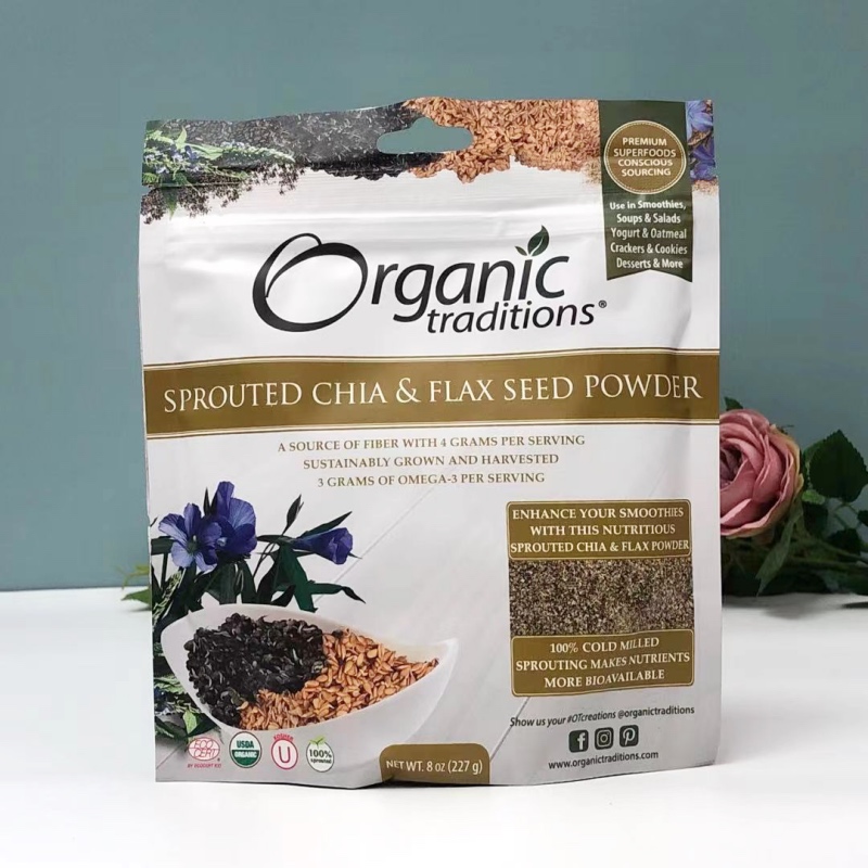 Organic Traditions Sprouted Chia Seed Powder Gluten-Free Sugar-Free High Fiber Low Carb Aquatic Ketone Powder
