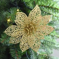 15cm hollow flash powder Christmas flower simulation flower