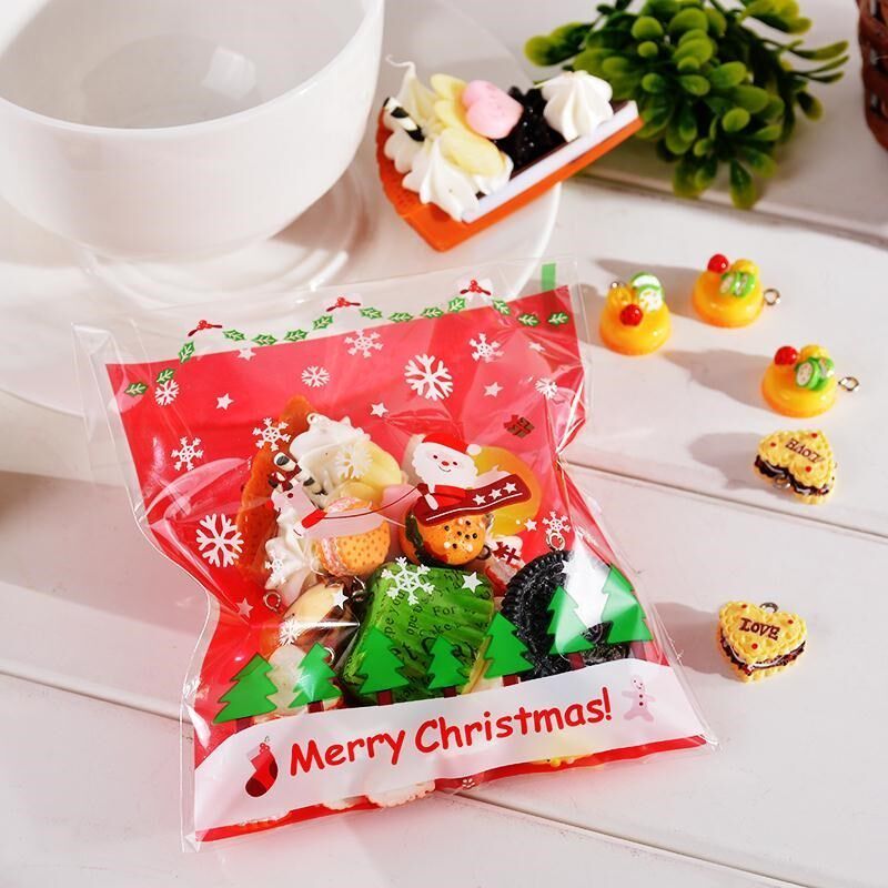50PCs Christmas Self Adhive Seal Plastic Bags Candy Cookie