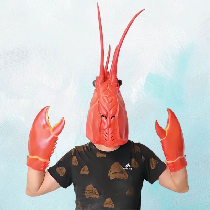 Halloween Fun Lobster-Shaped Mask Cartoon Funny Costume Cosplay Party Performance Dress-Up Lobster Props
